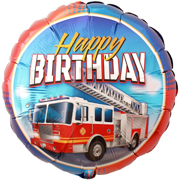 Firefighter Fire Truck Happy Birthday Foil Balloon, 18 inch, each