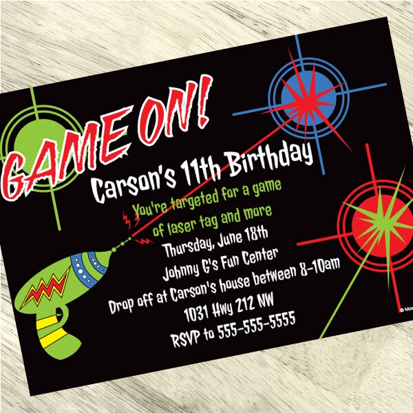 Birthday Direct's Laser Tag Party Custom Invitations