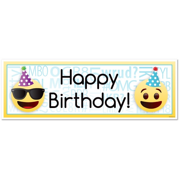 Emoji Birthday Tiny Banner, 8.5x11 Printable PDF Digital Download by Birthday Direct