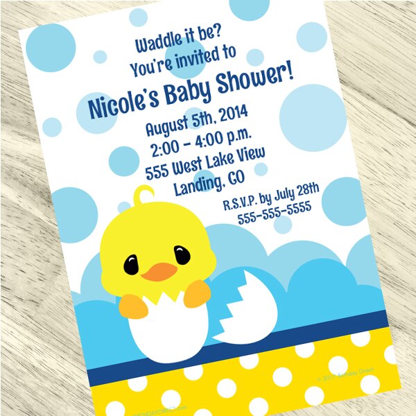 Birthday Direct's Little Ducky Baby Shower Custom Invitations