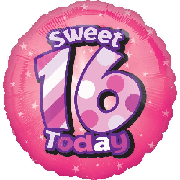 Sweet 16 Today Foil Balloon, 18 inch, each