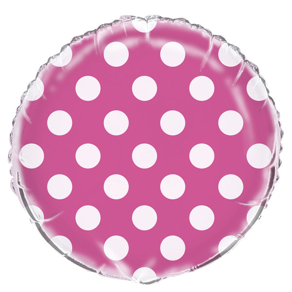 Pink Polka Dot Foil Balloon, 17 inch, each