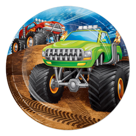 Monster Truck Rally Dessert Plates, 7 inch, 8 count