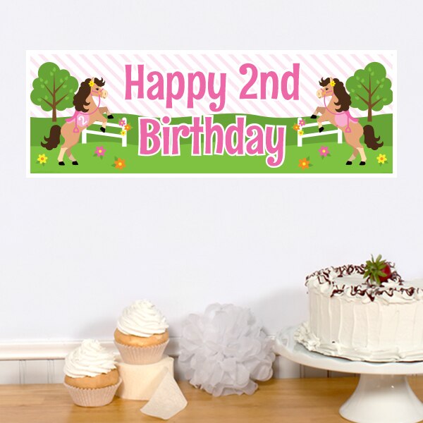 Playful Pony 2nd Birthday Tiny Banner, 8.5x11 Printable PDF Digital Download by Birthday Direct