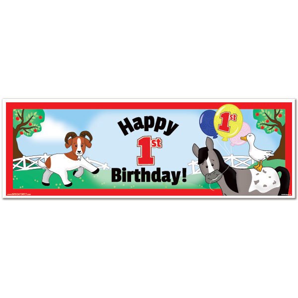 On the Farm 1st Birthday Tiny Banner, 8.5x11 Printable PDF Digital Download by Birthday Direct