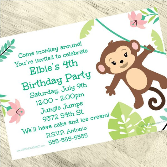 Birthday Direct's Little Monkey Party Custom Invitations
