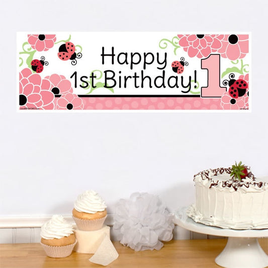 Little Ladybug 1st Birthday Tiny Banner, 8.5x11 Printable PDF Digital Download by Birthday Direct