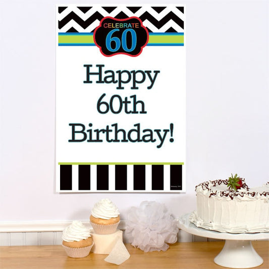 Celebrate 60th Birthday Sign, 8.5x11 Printable PDF Digital Download by Birthday Direct