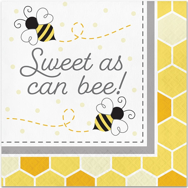 Bumble Bee Party Sweet As Can Bee Lunch Napkins, 6.5 inch fold, set of 16