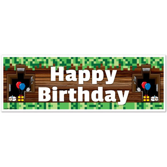 Pixel Craft Birthday Tiny Banner, 8.5x11 Printable PDF Digital Download by Birthday Direct
