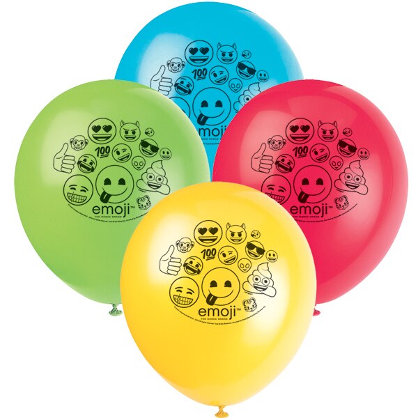 Emoji Party Printed Latex Balloons, 12 inch, 8 count