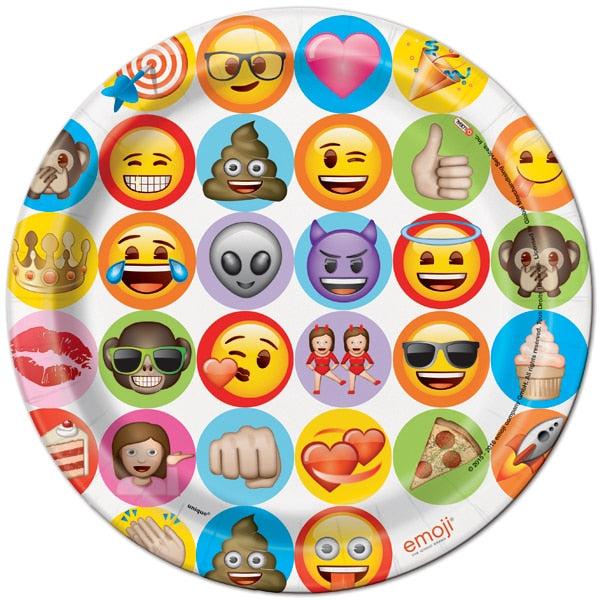 Emoji Party Icons Dinner Plates, 9 inch, 8 count
