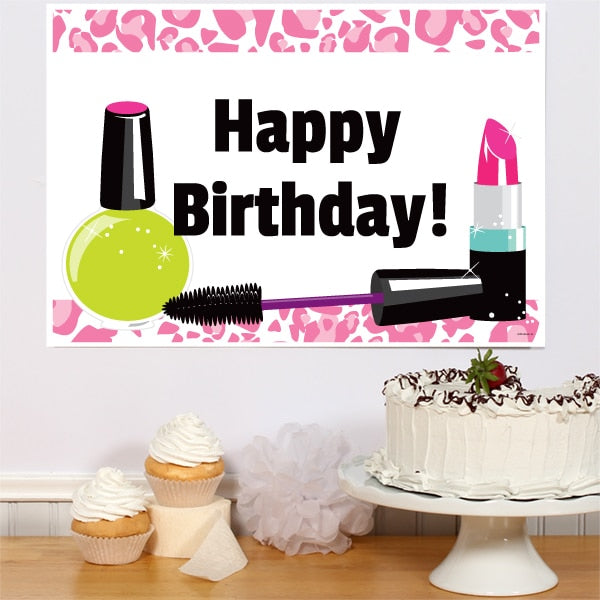 Glamour Makeup Birthday Sign, 8.5x11 Printable PDF Digital Download by Birthday Direct