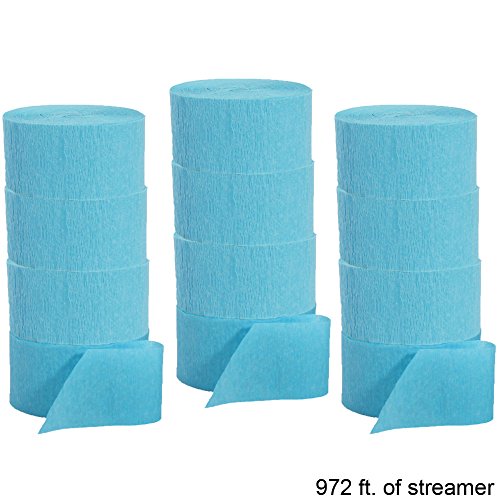 Crepe Streamers 12-81 Foot Rolls Aqua Blue, 972 feet, set of 12