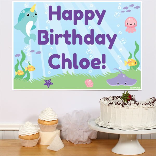 Birthday Direct's Narwhal Fantasy Party Custom Sign