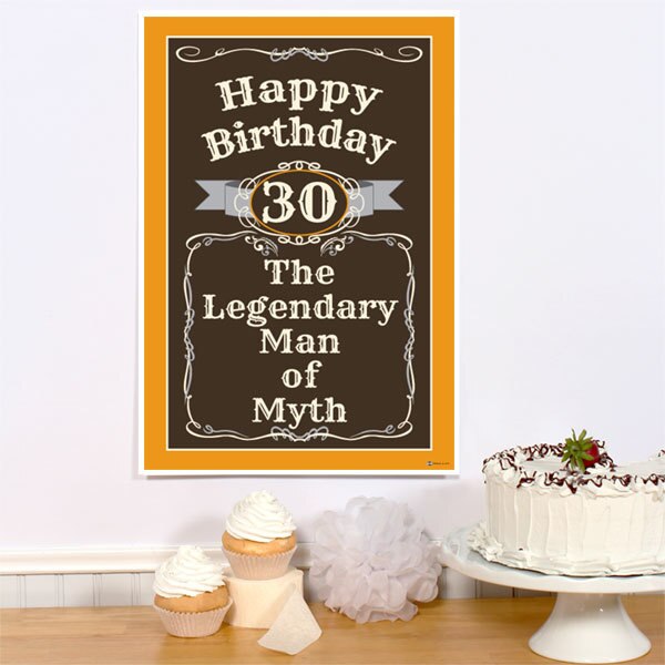 Vintage Dude 30th Birthday Sign, 8.5x11 Printable PDF Digital Download by Birthday Direct