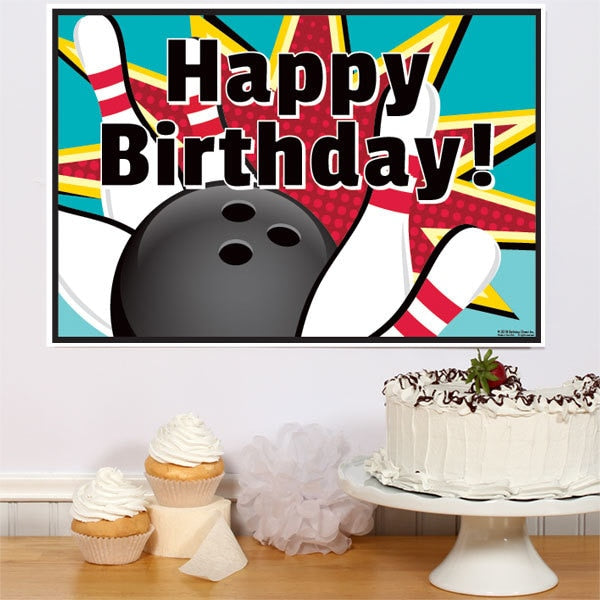 Bowling Birthday Sign, 8.5x11 Printable PDF Digital Download by Birthday Direct