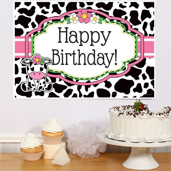 Little Cow Pink Birthday Sign, 8.5x11 Printable PDF Digital Download by Birthday Direct