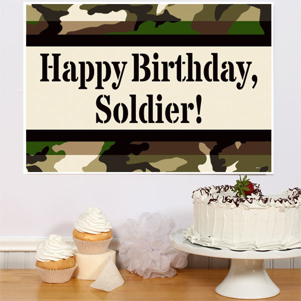 Camouflage Warrior Birthday Sign, 8.5x11 Printable PDF Digital Download by Birthday Direct