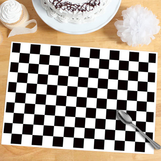 Black and White Check Party Placemat, 8.5x11 Printable PDF Digital Download by Birthday Direct