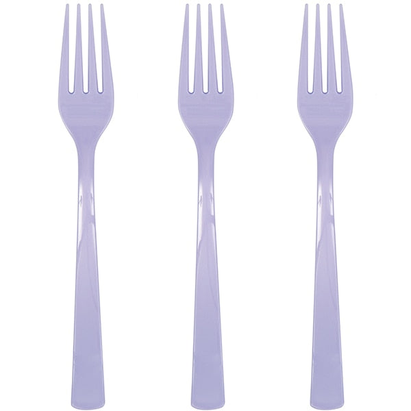 Lavender Forks Reusable Plastic, 6 inch, set of 18