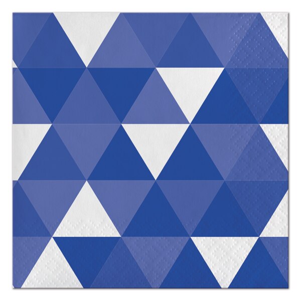 Cobalt Blue Geometric Beverage Napkins, 5 inch fold, set of 16