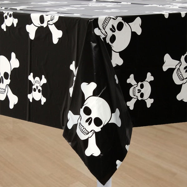 Skull and Crossbones Table Cover, 54 x 108 inch