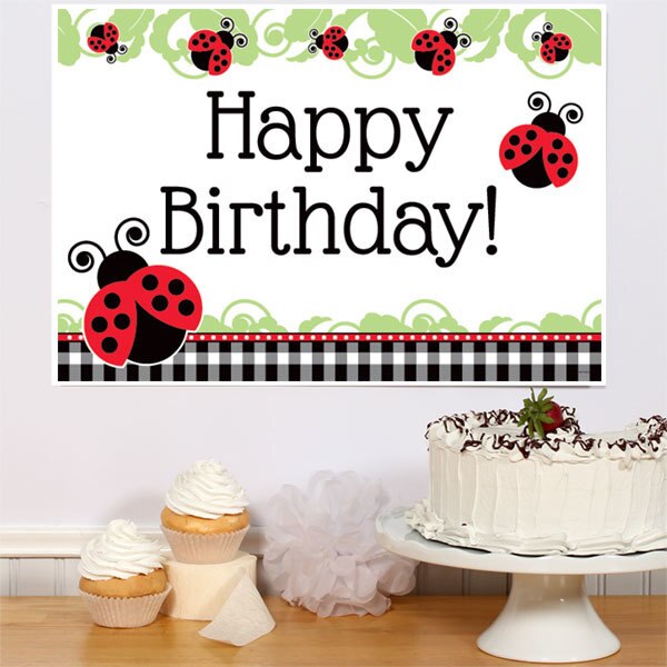 Ladybug Style Birthday Sign, 8.5x11 Printable PDF Digital Download by Birthday Direct
