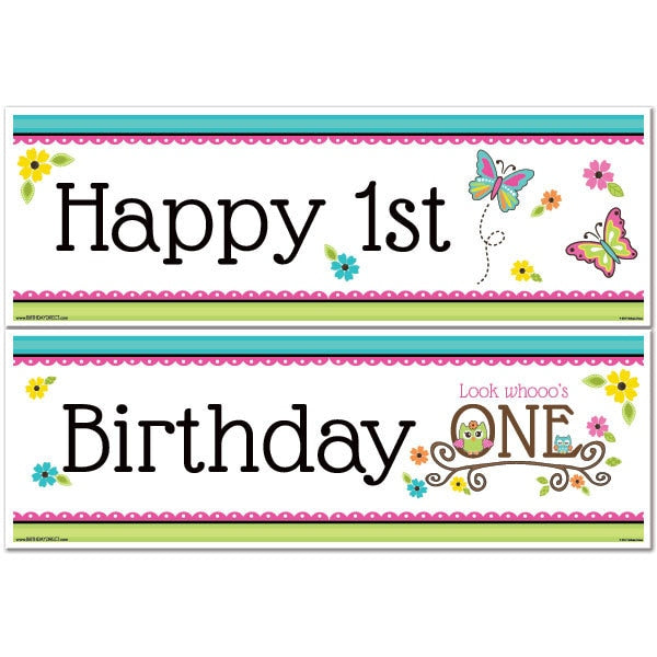 Birthday Direct's Little Owl 1st Birthday Two Piece Banners