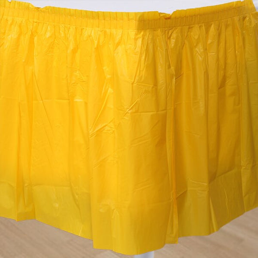 Yellow Table Skirt, Plastic, 14 ft x 29 in