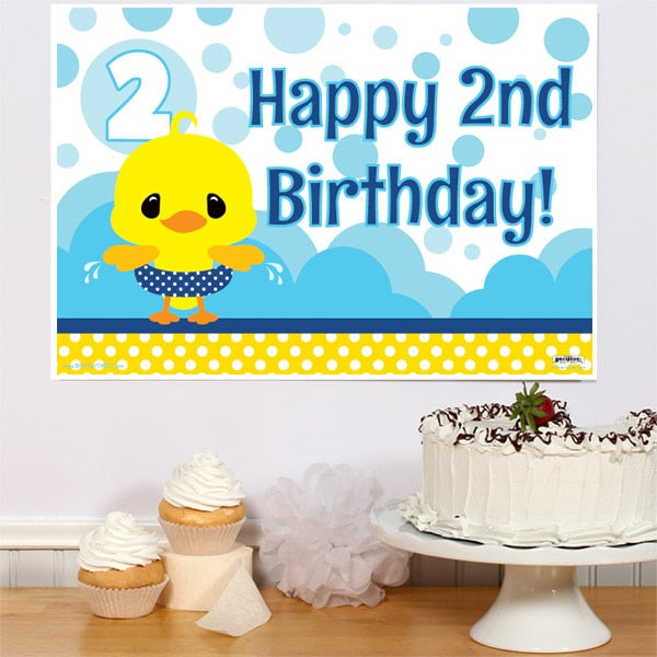 Little Ducky 2nd Birthday Sign, 8.5x11 Printable PDF Digital Download by Birthday Direct