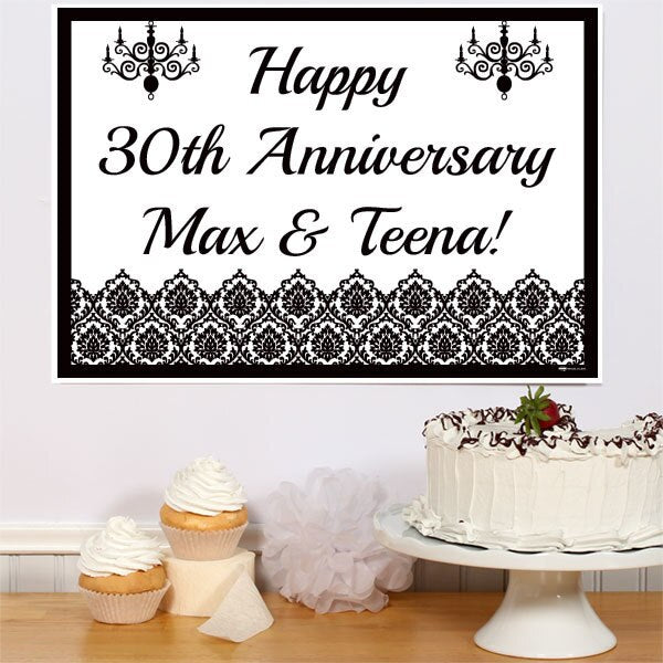 Birthday Direct's Damask Black and White Party Custom Sign