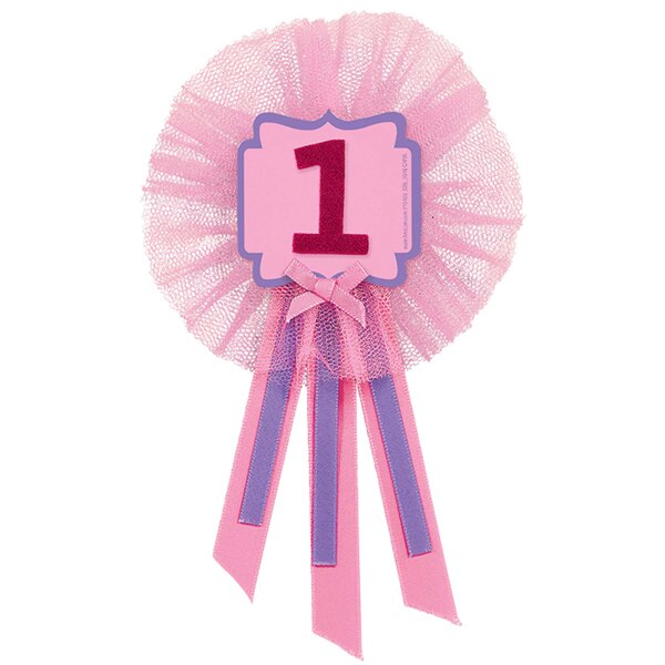 1st Birthday Pink Guest of Honor Ribbon, 7 inch long