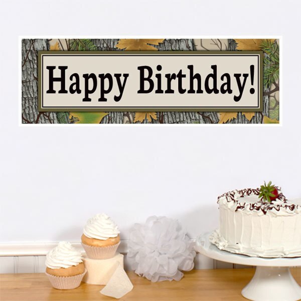 Camouflage Woodland Birthday Tiny Banner, 8.5x11 Printable PDF Digital Download by Birthday Direct