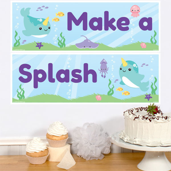 Birthday Direct's Narwhal Fantasy Party Two Piece Banners