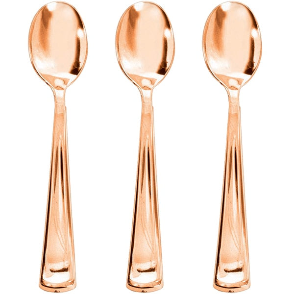 Rose Gold Metallic Plastic Spoons, 7 inch, set of 12