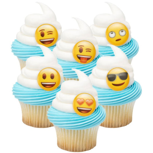 Emoji Party Cupcake and Favor Rings, decor, set of 24