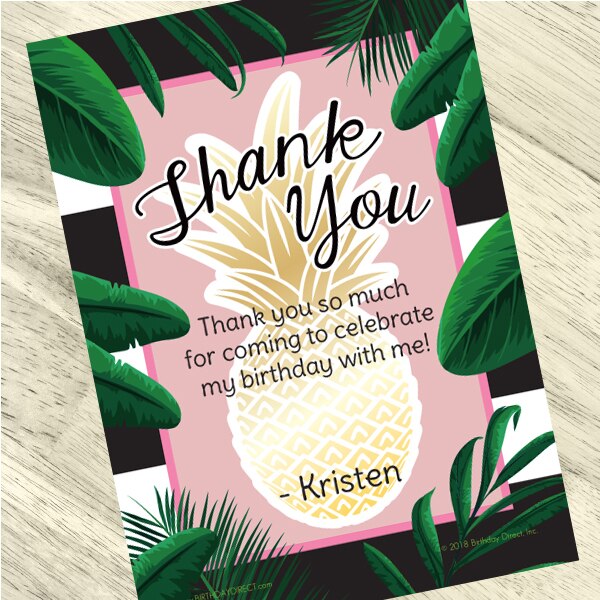 Birthday Direct's Pineapple and Palm Party Custom Thank You