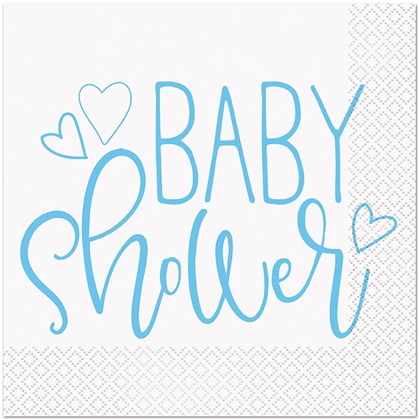 Blue Hearts Baby Lunch Napkins, 6.5 inch fold, set of 16