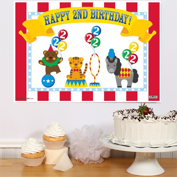 Big Top Circus 2nd Birthday Sign, 8.5x11 Printable PDF Digital Download by Birthday Direct