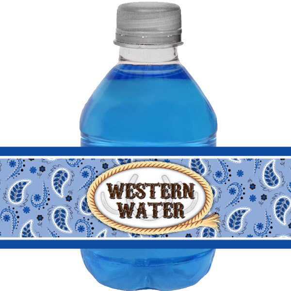 Birthday Direct's Bandana Blue Party Water Bottle Labels