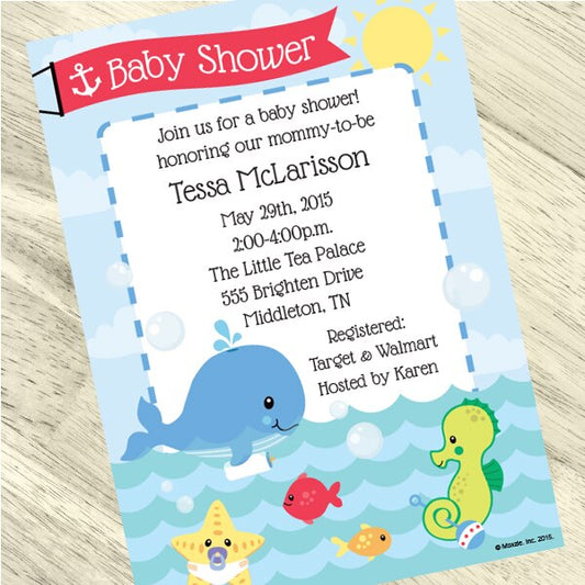 Birthday Direct's Sea Baby Shower Custom Invitations