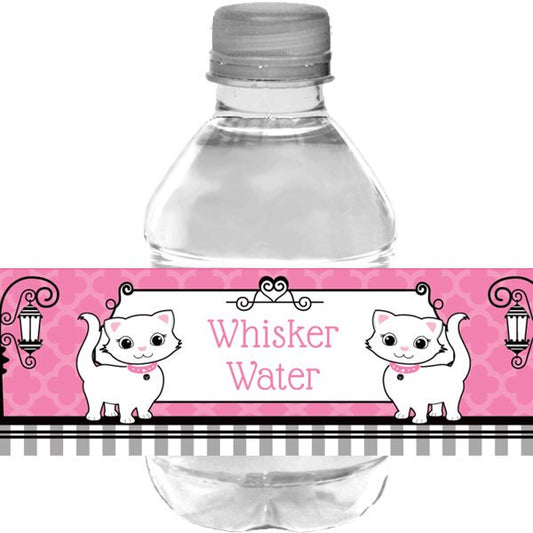 Birthday Direct's Paris Kitty Party Water Bottle Labels