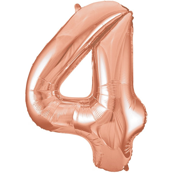 Rose Gold Number 4 Foil Balloon, 34 inch, each