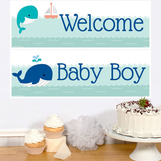 Birthday Direct's Little Whale Baby Shower Blue Two Piece Banners
