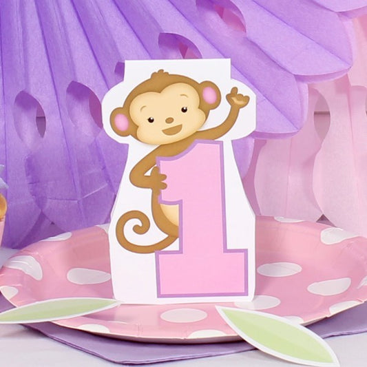 Birthday Direct's Little Monkey 1st Birthday Pink DIY Table Decoration