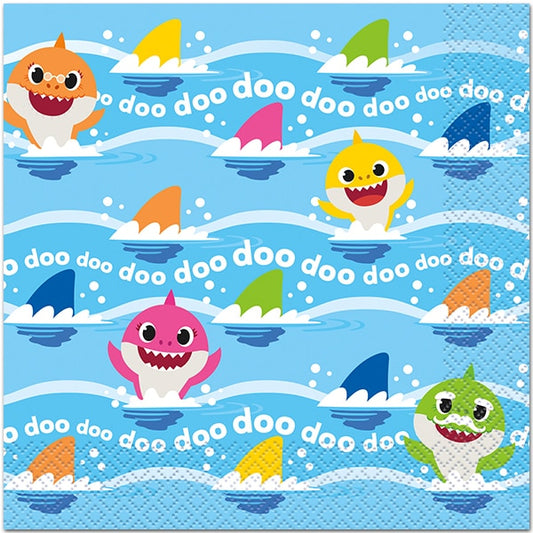 Baby Shark Lunch Napkins, 6.5 inch fold, set of 16