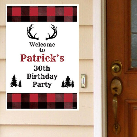 Birthday Direct's Buffalo Plaid Party Custom Door Greeter