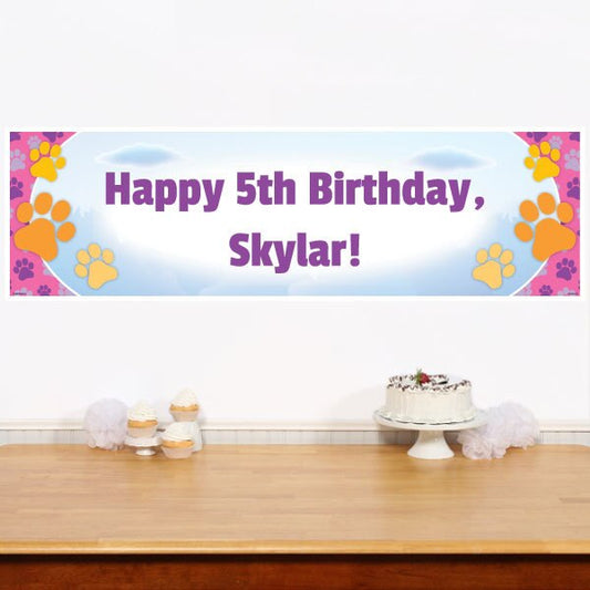 Birthday Direct's Pawty Prints Pink Party Custom Banner