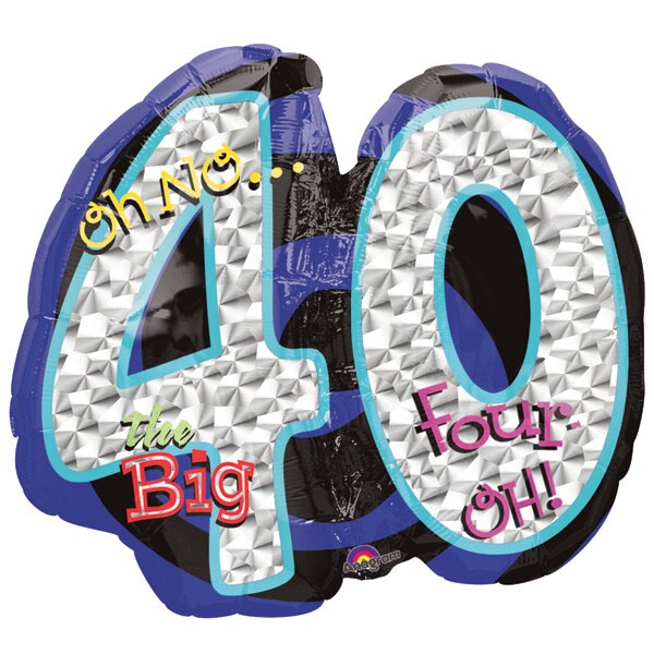 Oh No 40 SuperShape Foil Balloon, 27 x 21 inch, each